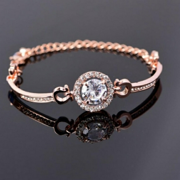 NEW Rose Gold Multilayered Bracelet with Crystals - Picture 2 of 5